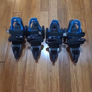 2 pair of Cardiff Skate Company Cruiser Blue Adjustable Skates Size Large